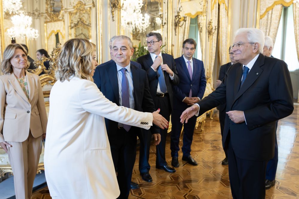 Presidente Mattarella con presidente Meloni per incontro con ministri e membri del Governo in vista del Consiglio Europeo